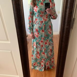 Vintage Henry Lee Dress Maxi Floral Polyester M/L